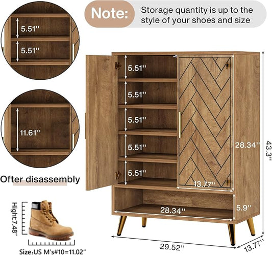 Tribesigns 6-Tier Shoe Cabinet with Doors (Light Brown)