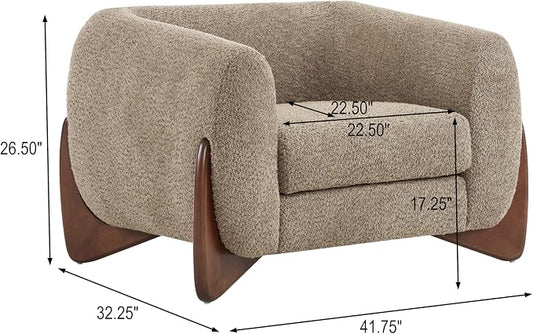 Christopher Knight Home Holly Modern Boucle Fabric Upholstered Club Chair for Living Room, Home Office, Apartment, Relaxing Chair with Removable Cushion and Birch Wood Legs, Light Brown
