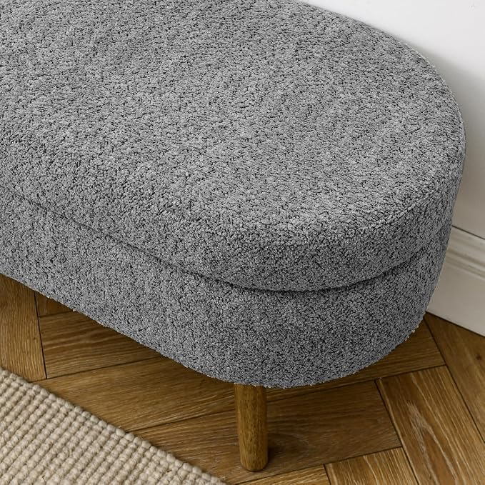 43.5" Ottoman with Storage, Storage Ottoman Bench with Safety Hinge, Foam End of Bed Bench, Upholstered Entryway Bench for Bedroom, Living Room & Window, Holds up to 330 lb, Grey