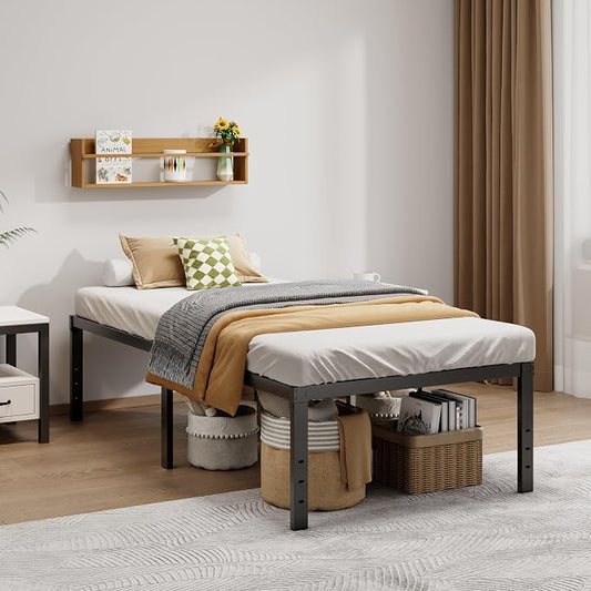 LUMUNANCE Metal Bed Frame Twin Size - 18 Inch Heavy-Duty Twin Platform Bed Frame No Box Spring Needed, Easy Assembly, Noise-Free, Sturdy Mattress Foundation, Underbed Storage Space