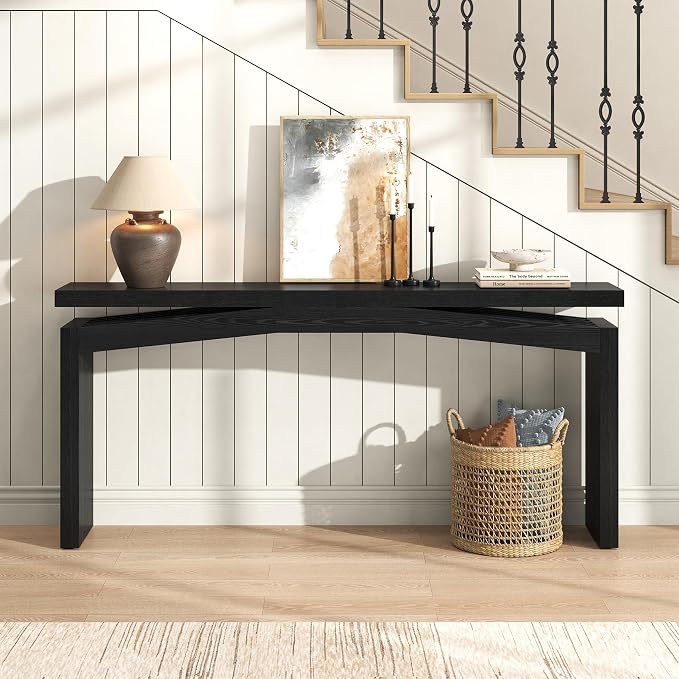 Epecoya 63-Inch Black Console Tables for Entryway, Wooden Sofa Console Table Behind Couch Mid Century, Entryway Console Tables for Living Room, Entry Way, Hallway, Black