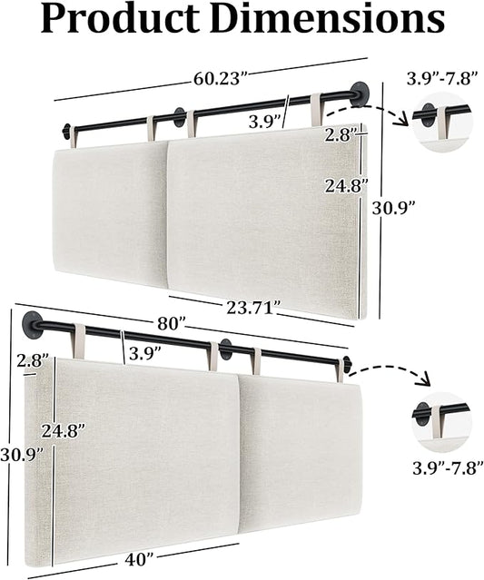BSHOMGI Headboards Queen Size Bed Headboard Wall Mounted with Linen Upholstery Hanging Headboard for Bedroom, Beige