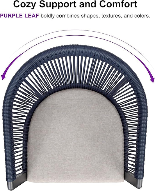 PURPLE LEAF Outdoor Dining Set for 8 All-Weather 10 Pieces Patio Aluminium Dining Oversized Table and Rope Weave Chairs Included Cushions for Backyard Indoor Kitchen Patio Furniture Set Gray and Navy