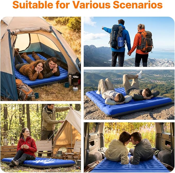 OGERY Sleeping Pad, Ultralight Inflatable Sleeping Pad for Camping with Pillow Built-in Foot Pump, 6" Extra-Thick Reinforced Camping Mattress for Hiking, Backpacking, Tent