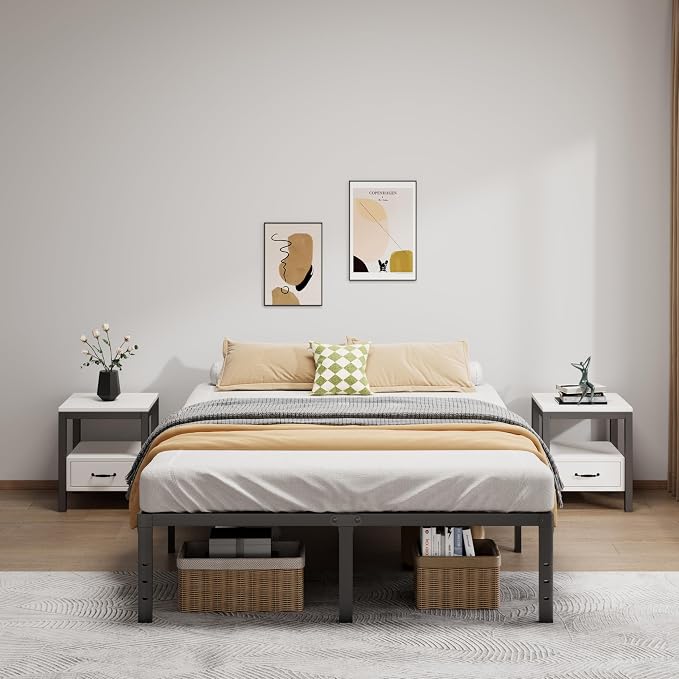 LUMUNANCE Metal Bed Frame King Size - 16 Inch Heavy-Duty King Platform Bed Frame No Box Spring Needed, Easy Assembly, Noise-Free, Sturdy Mattress Foundation, Underbed Storage Space