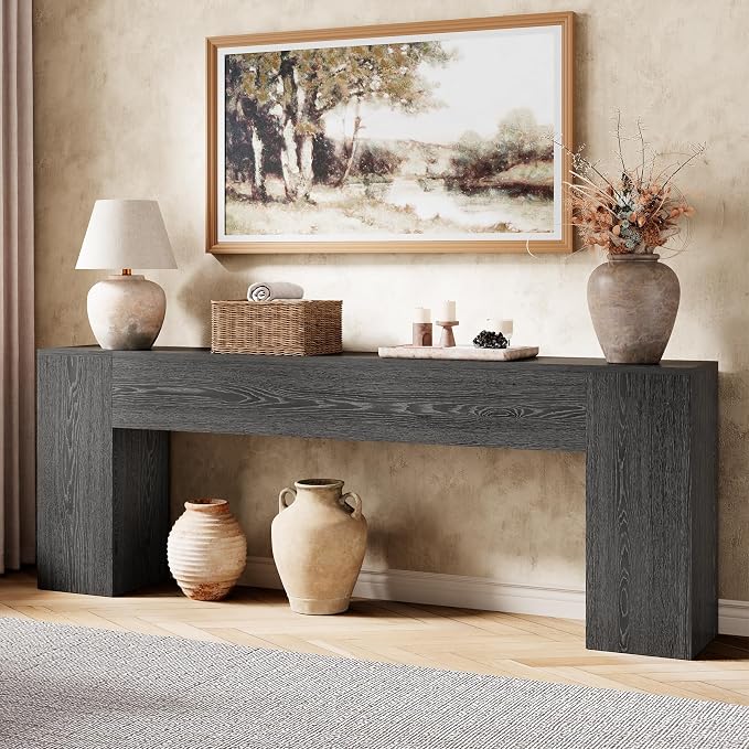 Epecoya 86 Inch Entryway Table for Living Room, Extra Long Sofa Console Table Behind Couch, Modern Wood Console Tables for Entryway, Apartment, Hallway, Black