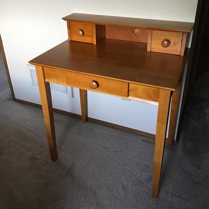 Casafoyer Writing Desk with Storage, Honey Pine Finish, 3 Drawers & Shelf, Home Office Desk, Computer Desk for Small Spaces, Rustic Brown | 30 Inches |38 lbs