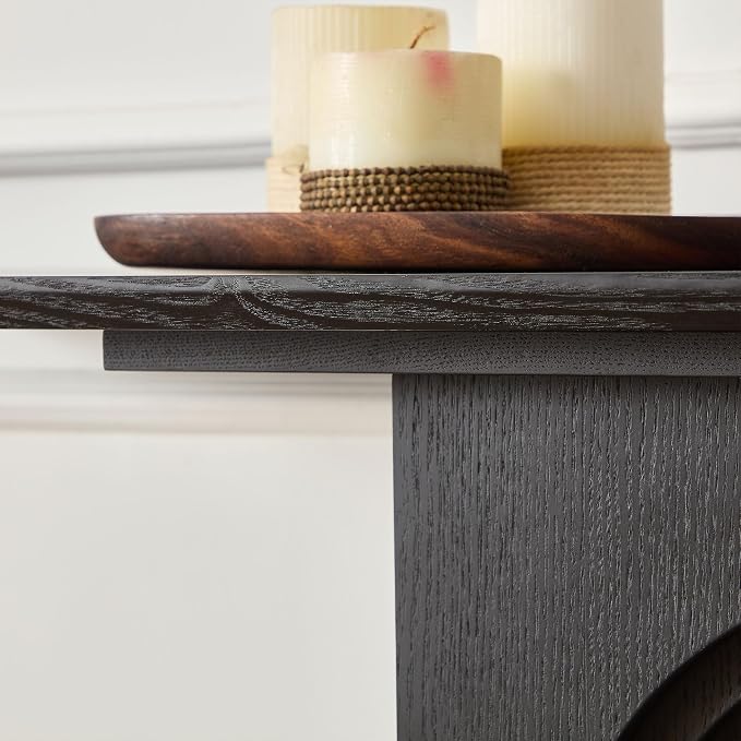 LKTART 47" MDF Console Table for Entryway, Narrow Entryway Table with Unique Loopback Design, Couch Table Behind Sofa with Single Loop-Leg for Living Room Hallway Foyer, Black