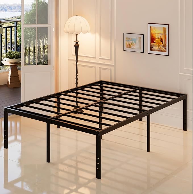 Maenizi Full Size Bed Frame No Box Spring Needed, 20 Inch Heavy Duty Metal Platform Bed Frame Full Support Up to 3000 lbs, Easy Assembly, Noise Free, Black