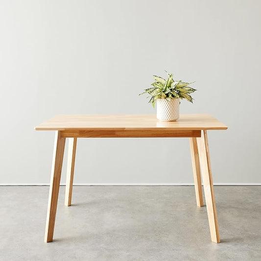 Amazon Basics FSC Certified Sturdy Solid Wood Rectangular Dining Table, Easy Assembly, Kitchen Table, 29.5"D x 47.2"W x 29.5"H, Natural Wood
