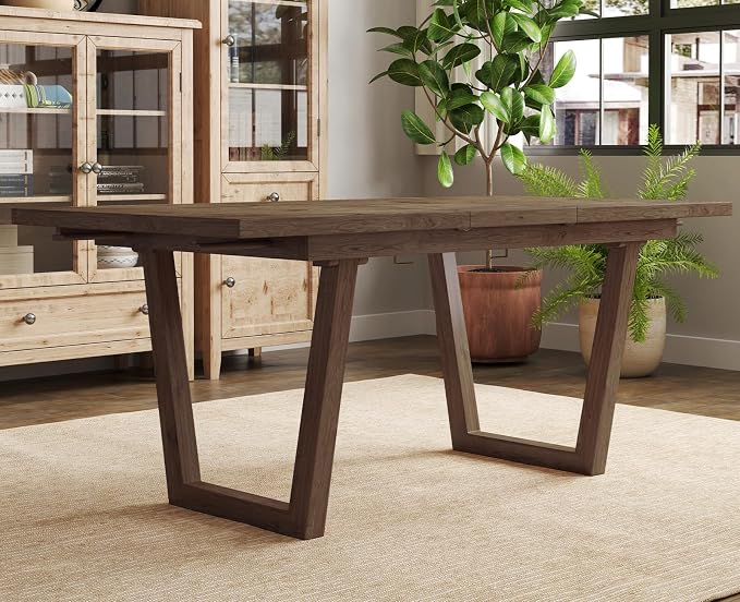 chairus 55"-71" Extendable Reclaimed Wood Dining Table with Butterfly Leaf | Hidden Butterfly Leaf Extends from 55" to 71", Reclaimed Pine Table, Seats 4-8, Sturdy U-shaped Wood Legs, Farmhouse Style