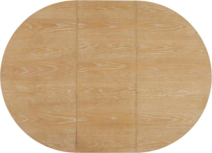 LUMISOL Round Dining Table for 4-6 People, 41"-57" Extendable Kitchen Table with 16" Removable Leaf for Small Places, Kitchen, Dining Room, Natural