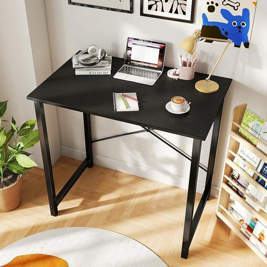 DUMOS 32 in Small Computer Desk for Home Office, Modern Study Work Table Simple Style for Bedroom, Writing Desks with X-Shaped Reinforcement, 2 Pack, Black