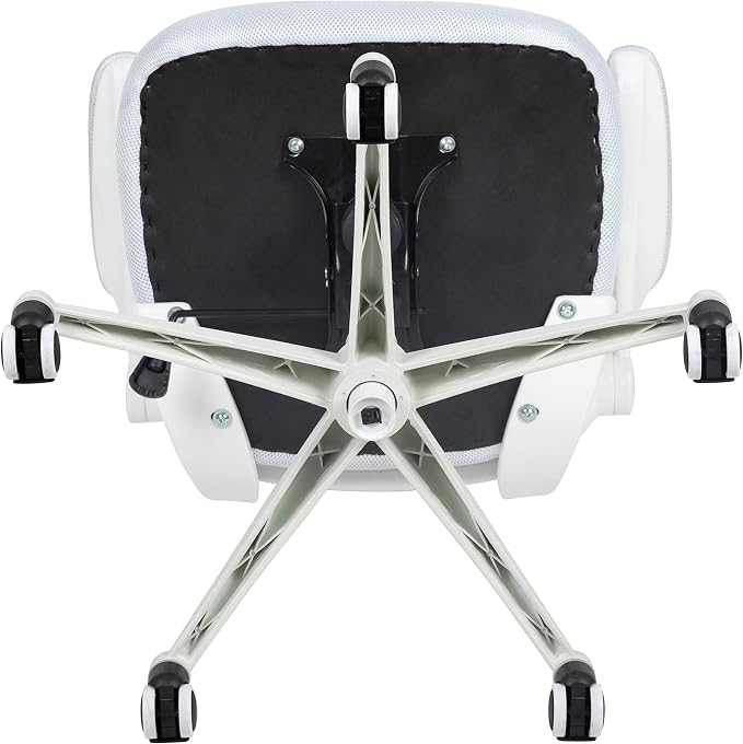 Flash Furniture Kelista Mid-Back Swivel Office Chair with Adjustable Lumbar Support and Seat Height, Ergonomic Mesh Desk Chair with Flip-Up Armrests, White