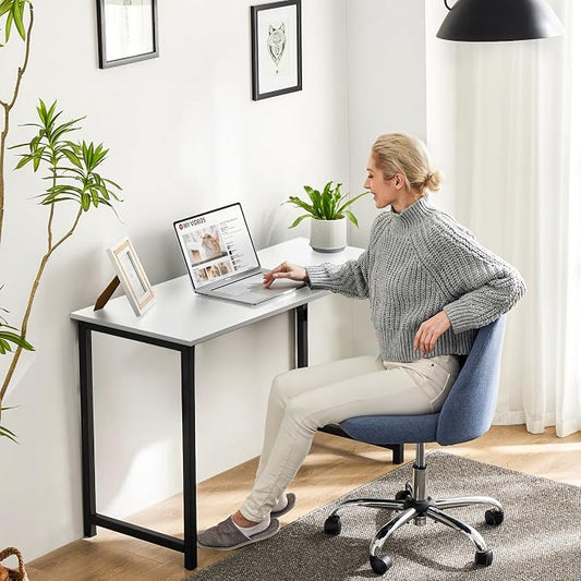 Sweetcrispy 32 Inch Small Computer Desk, Home Office Desk, Small Study Workstation for Bedroom, Study Table with X-Shaped, Modern Simple Gaming Table, Modern White