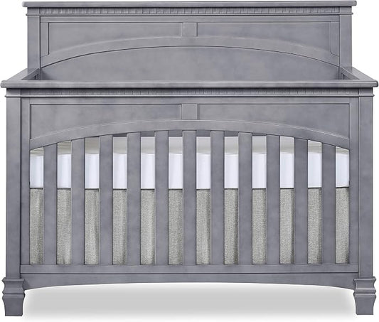 Evolur Santa Fe 5-in-1 Convertible Crib in Storm Grey, Greenguard Gold Certified, Features 3 Mattress Heights, Wooden Nursery and Bedroom Furniture, Baby Crib