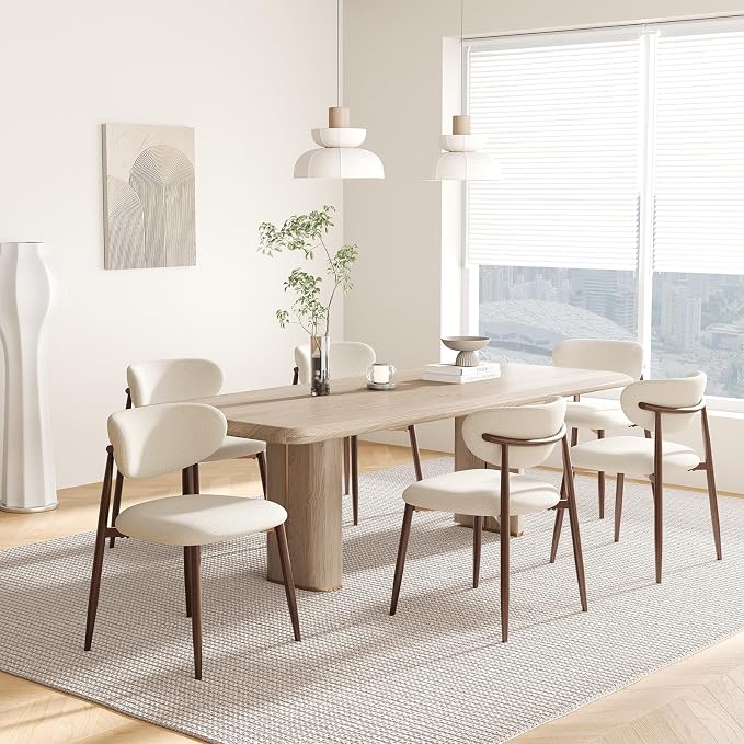 MALOL Upholstered Dining Chairs Set of 2, Curved Back Kitchen Chairs with Metal Legs and Anti Slip Pads, Dining Room Chair for Home and Restaurant, Beige