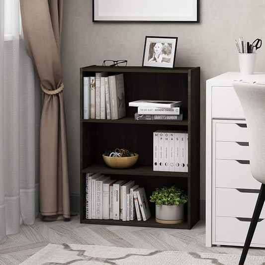 Furinno PASIR Book Shelf, 3-Tier Bookshelf, Storage Shelves Bookcase, 9.7 x 23.7 x 31.5, for Living Room, Bedroom, Home Office, Cinnamon Cherry