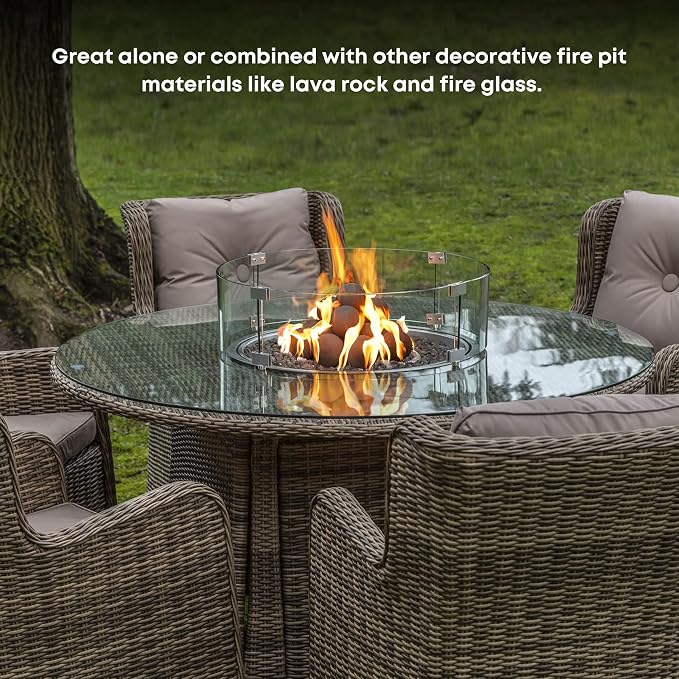 Stanbroil Ceramic Balls - 3” Round Fire Stones for Fire Pit Fire Bowl and Fireplace - Set of 15, Black