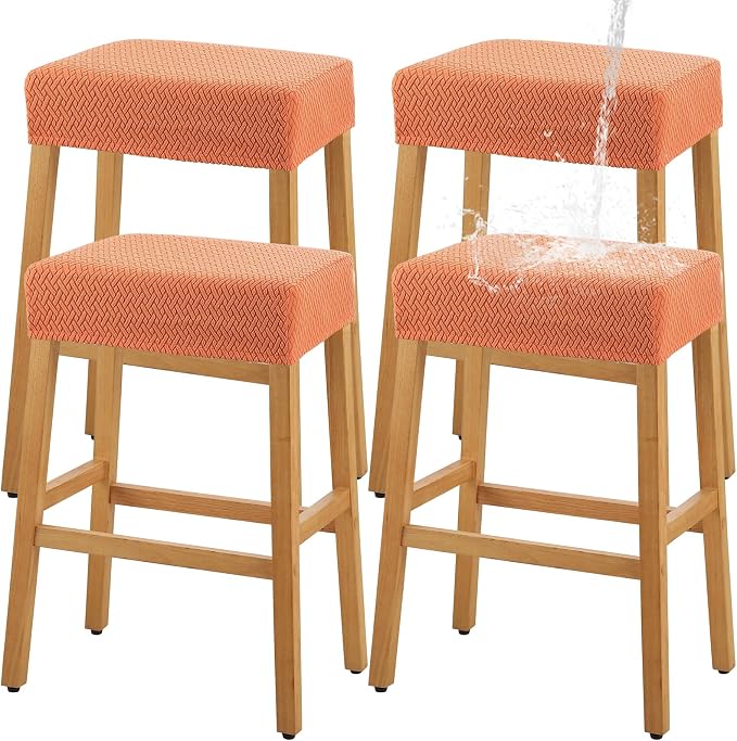 YISUN Stool Covers Rectangle - 4 Pack Stretch Waterproof Saddle Seat Cover Counter Bar Stools Bar Chairs Covers Kitchen Island Chairs Cushion Protector