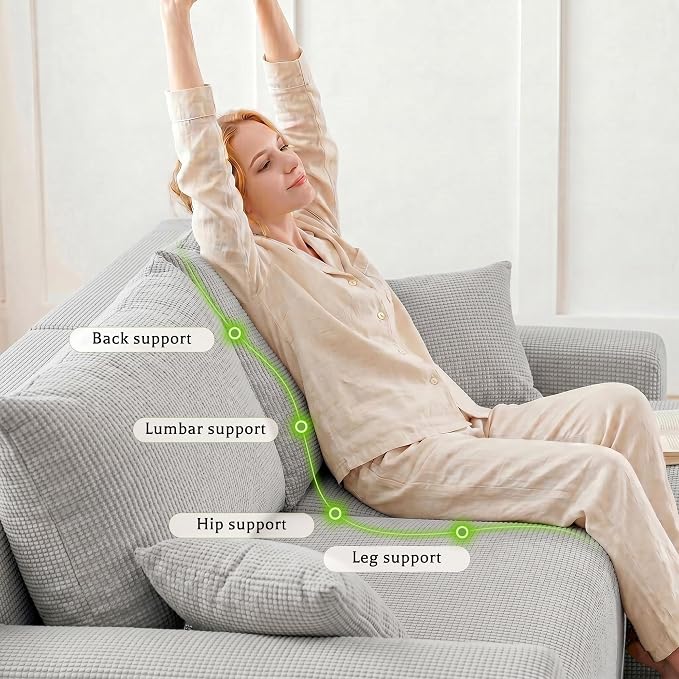 Homkdom 98" Boneless Couches for Living Room, L-Shape Modular Sectional Sofa with Deep Seat Oversized Right Facing Chaise, Cloud Couch for Apartment, Small Space (Grey-Check, Right Facing)