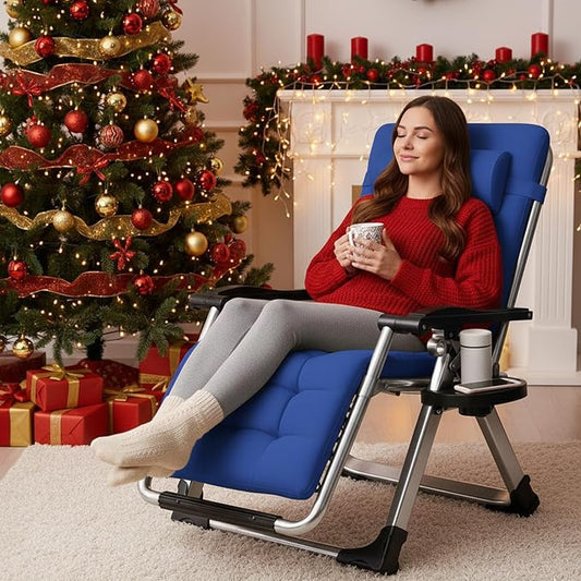 ABORON 2 Pack Zero Gravity Chair, Outdoor Lounge Chairs Sun Loungers with Removable Cushion,Headrest,Cup Holder,Reclining Patio Lounger Chair for Indoor and Outdoor