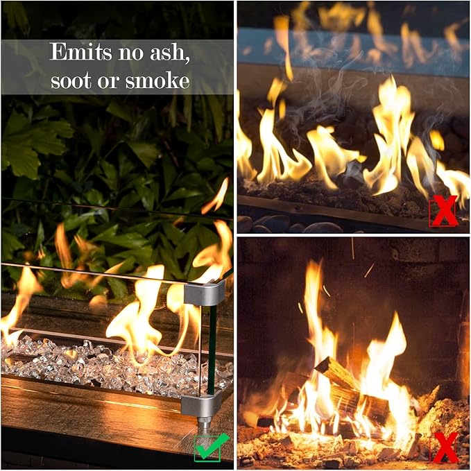 GASPRO 20 lbs Clear Fire Glass for Fire Pit Table, Reflective Gas Fireplace Glass Rocks, Gorgeous, 1/2 Inch