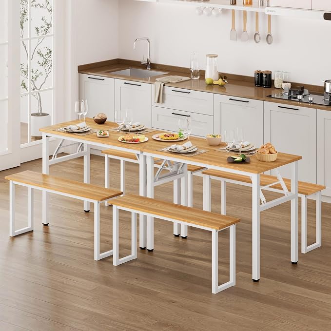 Need Office Computer Desk -35.8 L Sturdy and Heavy Duty Folding Laptop Table,Writing Table/Home Office Desk/Sewing Table, No Assembly Required, Teak & White Frame