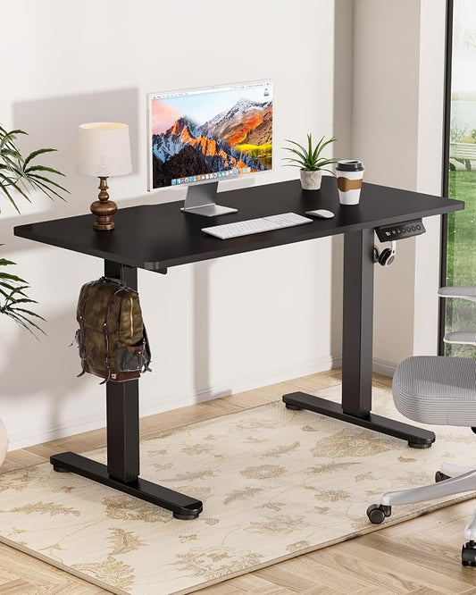 Okin Standing Desk Electric Adjustable Computer Whole Piece Stand up Desk Office Gaming Home Office Memory Desks 48x24 inches Black