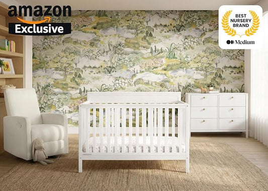 Delta Children Isabelle 6-in-1 Convertible Crib, Converts to Toddler Bed, Daybed, Sofa & Full Bed with/Without Footbaord, Greenguard Gold Certified, Mattress Heights, Bianca White