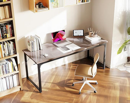 Casaottima 63 Inch Computer Desk for Home Office, Study Writing Table for Small Spaces, Simple Modern Desk with Headphone Hooks, Grey Oak