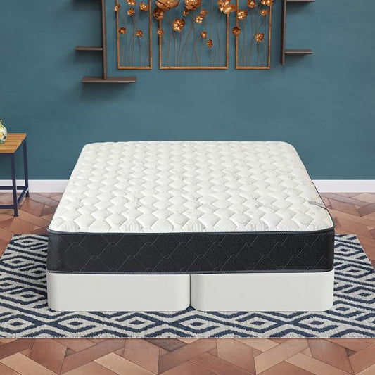 Nutan, 8-Inch Sturdy Split Box Spring for Mattress Support-Durable and Fully Assembled, Natural Wood Foundation for King(Fold), White