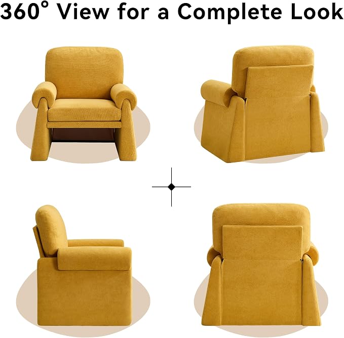 Accent Chairs Set of 2, Modern Living Room Chairs, Comfy Single Sofa Chair with Thick Cushion and Armrests, Upholstered Reading Club Chair, Arm Chair for Living Room Bedroom, Yellow