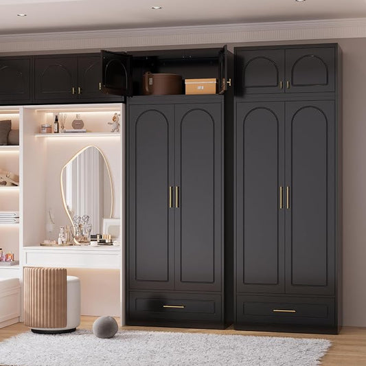 Polup Metal Wall Cabinet, Overhead Cabinet for Wardrobe, Small Upper Storage Cabinet for Bedroom, Living Room, Black, 18" D x 32" W x1 5" H - Assembly Required
