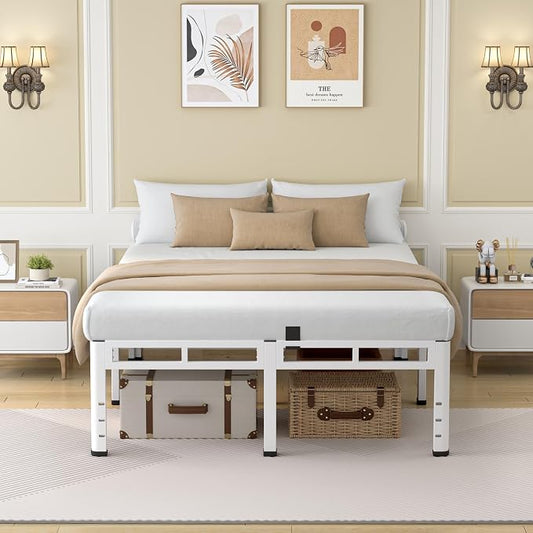 NKZ 22 Inch King Size Bed Frame, Metal Bed Frame & Box Spring 2 in 1 Platform with Round Corner Legs, 4000Lbs Heavy Duty Metal Frame, Mattress Slide Stopper, Headboard Hole, Noise-Free, Easy Assembly