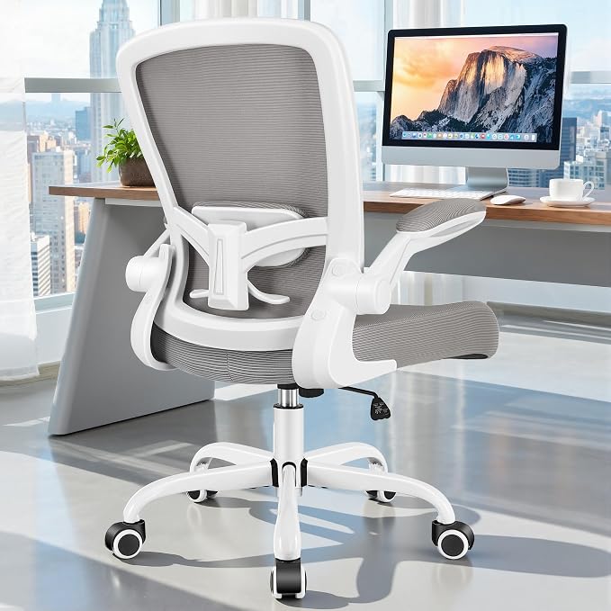 FelixKing Office Chair, Ergonomic Desk Chair Breathable Mesh Chairs Adjustable High Back Lumbar Support Flip-up Armrests, Executive Rolling Swivel Comfy Computer Chairs Home Office Gray