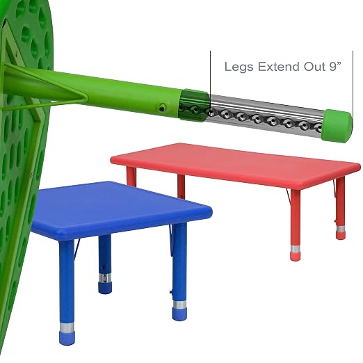 EMMA + OLIVER 24" Square Green Plastic Height Adjustable Activity Table