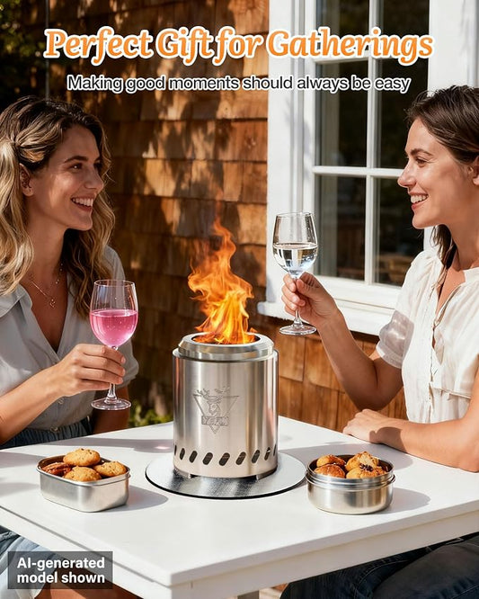 YEFU Tabletop Fire Pit Portable: Low Smoke Stove for Outdoor & Patio - Safe Burning Table Top Firepit Fueled by Pellets & Wood - with Travel Bag & 2 Mini Sticks & Fireproof Mat & Rack(7.5 x 5.5 in)