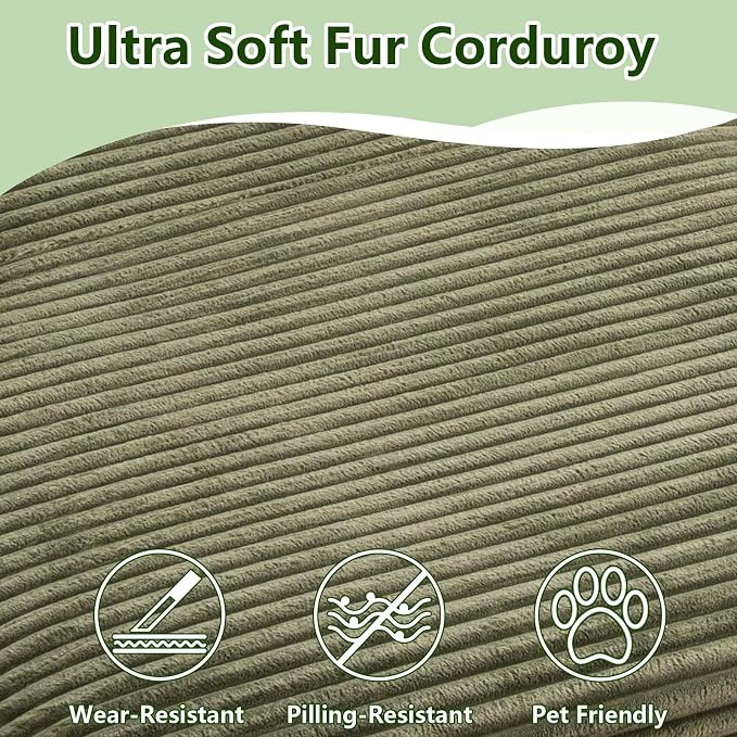 104.3" Modular Sectional Sofa,Modern Corduroy Cloud Couch with Cup Holder & Side Pockets,Boneless Couch Upholstered 3-Seater L-Shaped Sofa for Living Room,No Assembly (Green, Left-Facing Chaise) | with Cup Holder