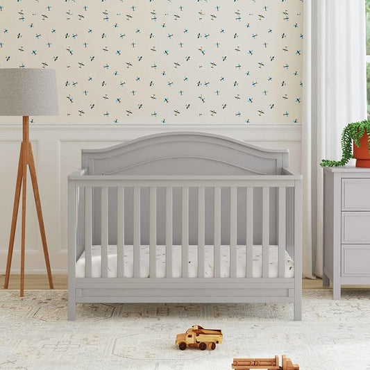 Davinci Charlie 4-in-1 Convertible Baby Crib - GREENGUARD Gold Certified Convertible Crib to Toddler Bed, Daybed, Full-Size Wooden Bed and Durable - 4 Adjustable Mattress Heights - Grey