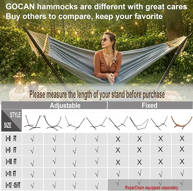 Double Hammock 2 Person Extra Large 220x150cm Total Length 330cm Load 500lb Canvas Cotton Hammock for Patio Porch Garden Backyard Lounging Outdoor and Indoor with Removable Spreader bar