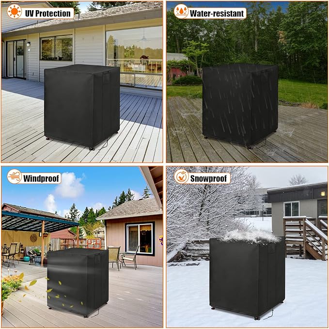 Square 22 Inch Fire Pit Cover, 22 Inch Gas Outdoor Firepit Cover, Patio Fireplace Cover Waterproof 600D - 22x 22 x 35inch
