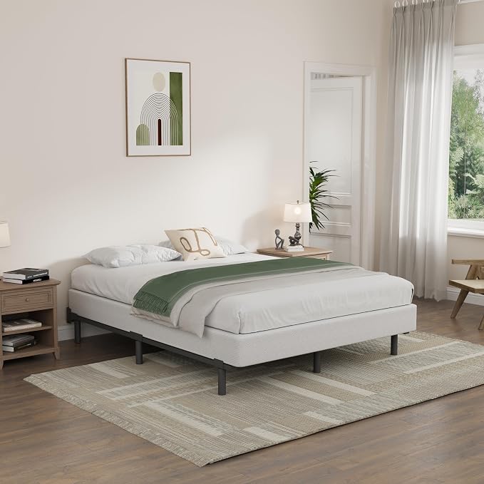 Bedsnus Full Size Box Spring and Cover Set, 9 Inch High Profile Metal BoxSpring, Heavy Duty Structure Mattress Foundation, Noise Free, Non-Slip, Easy Assembly