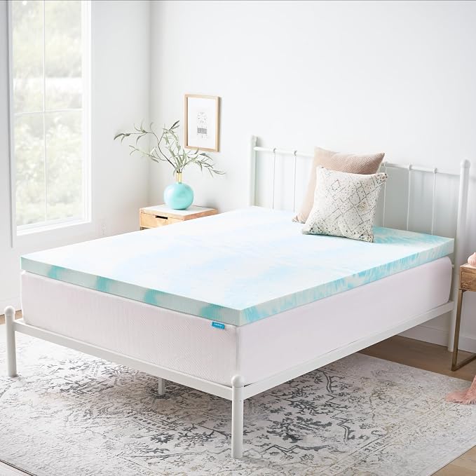 Linenspa 3 Inch Swirl Gel Memory Foam Mattress Topper, Twin Size – Cooling Gel Infused, Ventilation Holes – Pressure Relieving Bed Topper – CertiPUR Certified