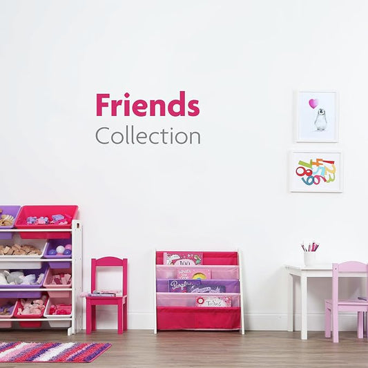 Humble Crew Toy Storage Organizer with 12 Removable Storage Bins for Kids Playroom, 4-Tier Toddler Toy Organization, White/Purple/Pink