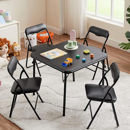 VECELO 24'' Kids Folding Card Table, Portable, with Ultra Soft Padded Cushion, 1 Piece, Black