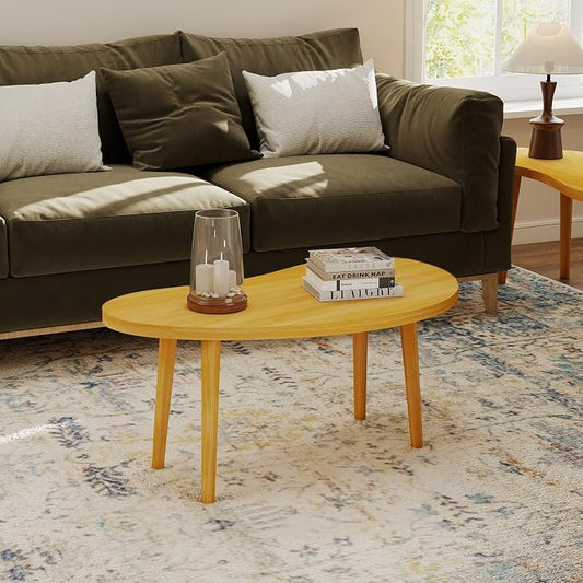Mango Coffee Table Low Table with 4 Solid Wood Sturdy Legs,Floor Table Desk for Sitting on The Floor,19.7"D x 31.5"W x 16"H Inches,Living Room/Toy room Furniture,Rental house Furniture(Natural-Mango)