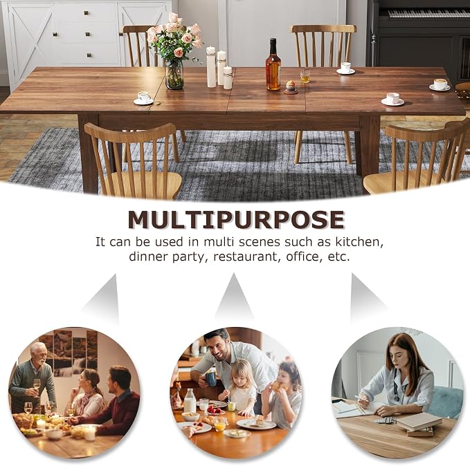 Extendable Dining Table for 6-10 People,70.87''-106.4''Modern Space-Saving Wood Kitchen Table,Rectangle Folding Conference Meeting Table for Living Meeting Room Kitchen,Walnut
