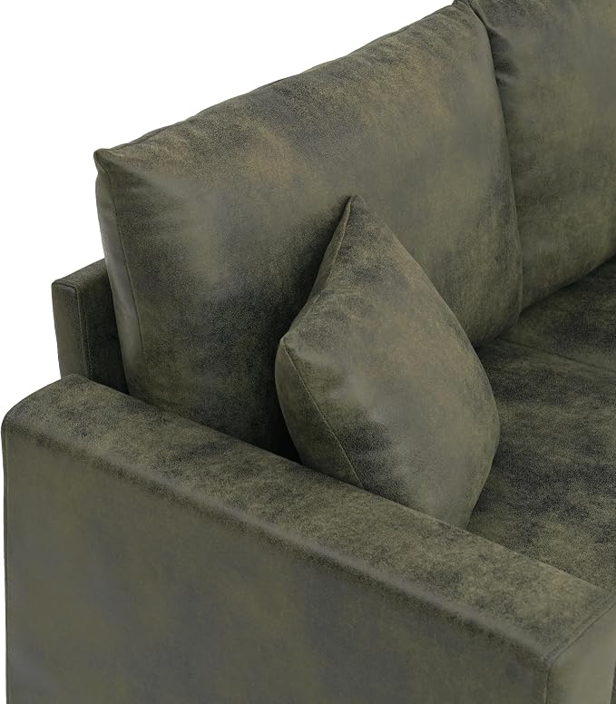 Ball & Cast 69" Loveseat Sofa, Modern Love Seat Couches for Living Room, Upholstered 2 Seater Small Couch with 2 Throw Pillows for Bedroom,Apartment,Office,Easy Assembly,Olive Green