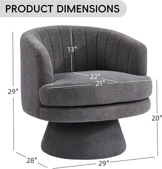 CANMOV Swivel Accent Chair with Armrest Set of 2, Modern 360 Degree Swivel Barrel Chair with Curve Back and Soft Cushion,Comfy Round Sherpa Teddy Armchair Single Sofa for Living Room, Dark Grey